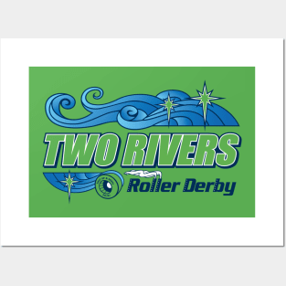 Two Rivers Roller Derby (green) Posters and Art